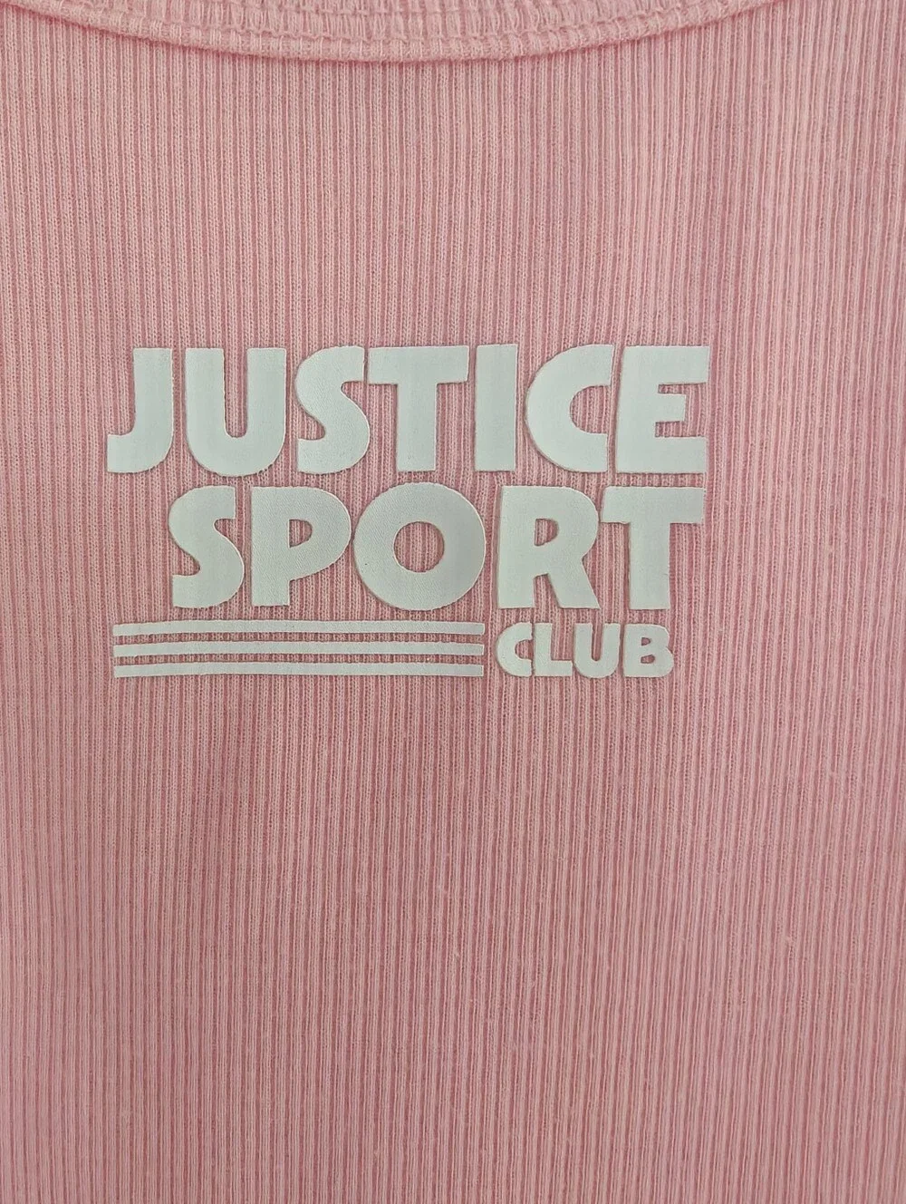 Justice Sport Pink Side Cinch Ribbed Scoop Neck Logo Tank XL Plus +16P/18P